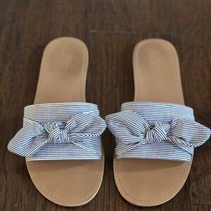 Loft Pinstriped Blue and White Slide Sandal - 8M